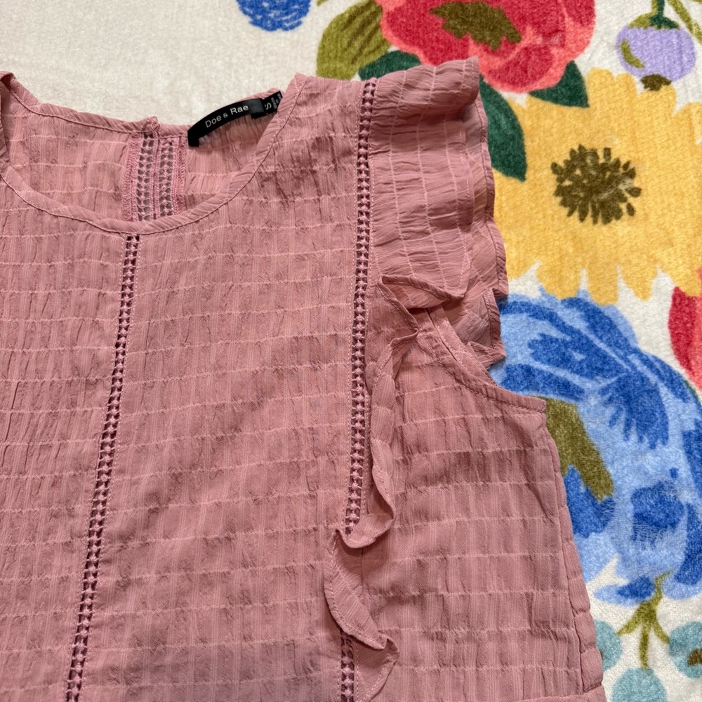 Doe & Rae Rose Pink Ruffled Blouse - Picture 3 of 7